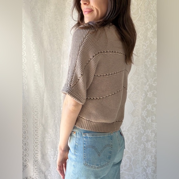 Croft & Barrow Beige Short Sleeve Knit Cardigan Minimalist Button Sweater - Picture 5 of 15